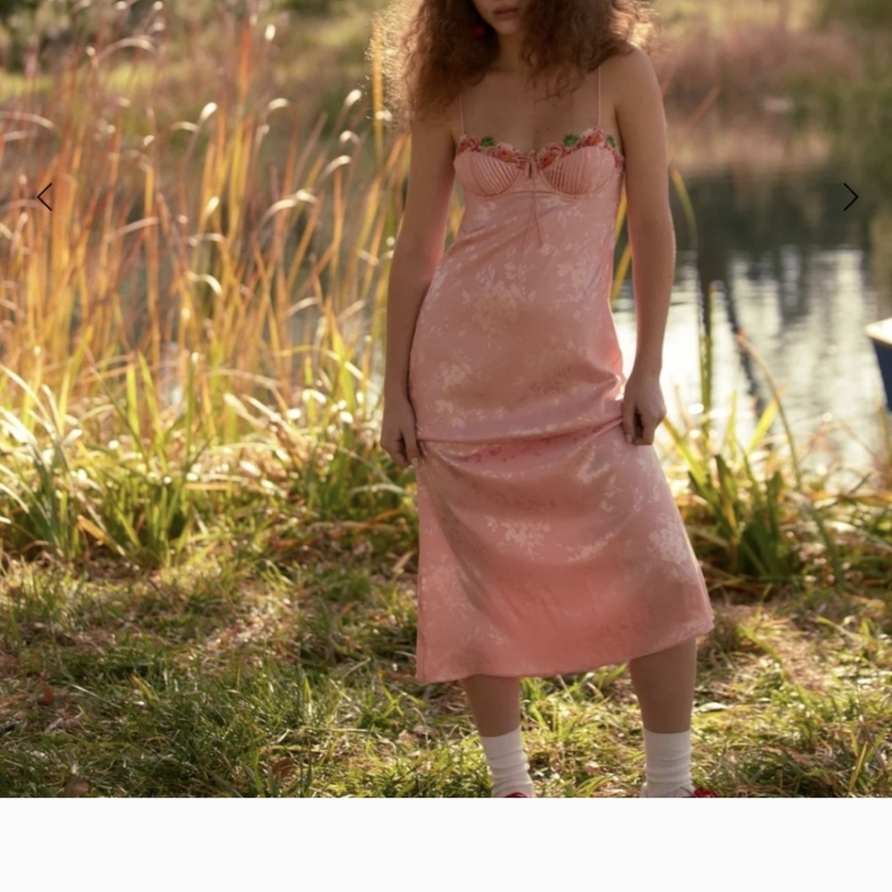 For Love And Lemons Pink Lola Midi Dress